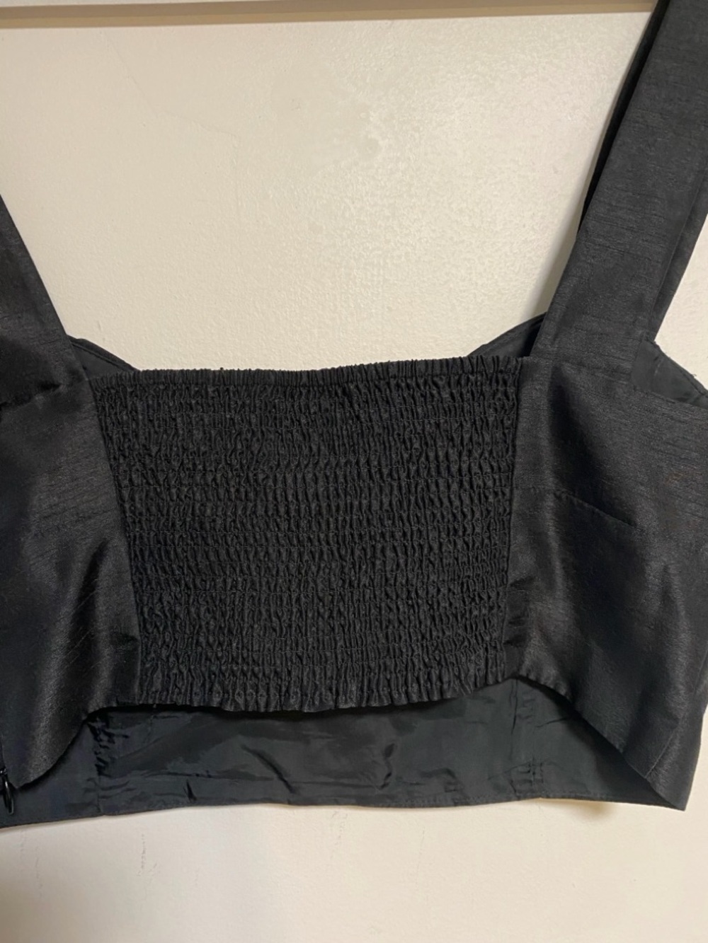 Wilfred Black Cropped Bustier Top Size S Pleated Satin Aritzia - Picture 8 of 10